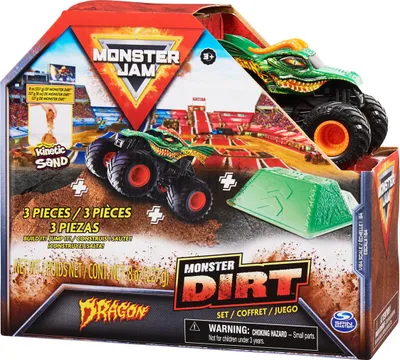 Produktbild von MONSTER JAM - Sammlermodell eines Monster Trucks aus Metall, Dragon-Set mit Zubehör, 1:64