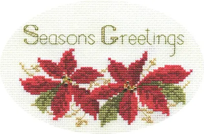 Produktbild von Auslaufmodell Bothy Threads Grußkarte Kreuzstich-Set "Weihnachtssterne", 13.3x9cm, DWCDX02, Zählmuster