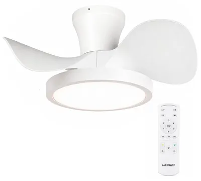 Productafbeelding van LEDUNI stille plafondventilator met LED-verlichting, 56 cm, groot luchtvolume, met afstandsbediening