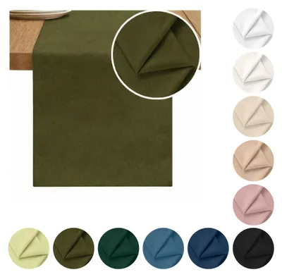 Produktbild von MEBLE ODNOWA, Samt-Tischläufer, Samt Tischdeko, Waldgrün, Khaki, 40 × 275 cm, Elegant, Velours, Strapazierfähig, Maschinenwaschbar, Pflegeleicht