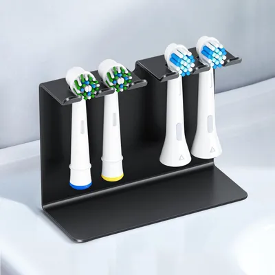 Image de Support pour brosses à dents, métal, noir, grand format, à poser ou à fixer au mur sans perçage