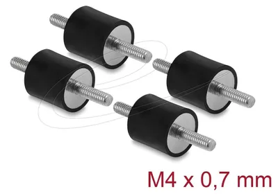 Productafbeelding van Trillingsdempers M4 x 15 mm, rubber, 2 buitenste schroefdraaden, set van 4