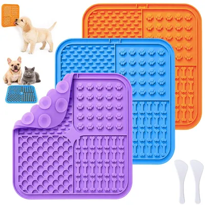 3 Leckmatten für Hunde & Katzen, 20 cm, mit Saugnäpfen