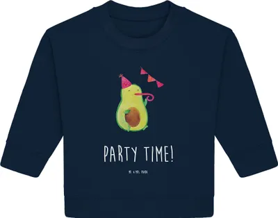 Produktbild von Mr. & Mrs. Panda Organic Baby Pullover Avocado Party Zeit 6. - 12. Monat - French Navy - Geschenk, Geburtstag, Genießen, Happy Birthday, Glücklich, Bullover