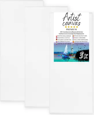Immagine prodotto di 3x Tela su telaio, 100% cotone, 280 g/m², fondo bianco 40X110 cm