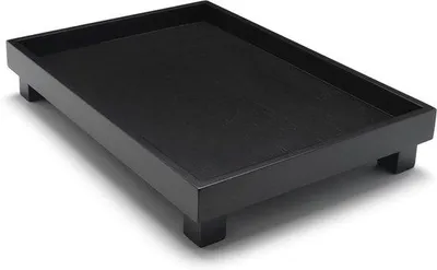 Produktbild von Holzrechteck-Tischplatte - asiatisches Design - 1 Stück - schwarz - 35 x 25 cm