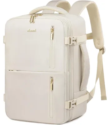 Image de Sac à dos de voyage, taille cabine, 40x20x25 cm, pour avion, pour femmes, avec compartiment pour ordinateur portable, couleur beige