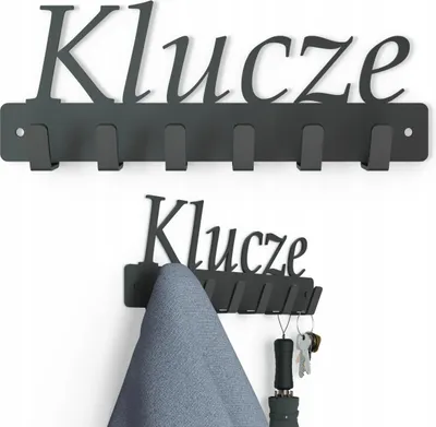 Produktbild von Wandgarderobe mit 9 Garderobenhaken Schwarz Garderobenleiste Flurgarderobe