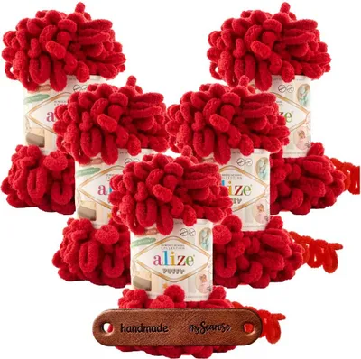 Produktbild von ALIZE Puffy 106 Wolle 5x 100g, Stricken ohne Nadeln, vorgefertigte Schlaufen, 0,5kg