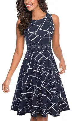 Produktbild von Solidchoice – Vintage-Cocktailkleid für Damen mit Blumenmuster