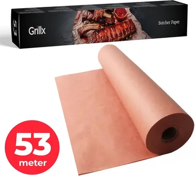 Produktbild von GrillX Butcher Paper in Box mit Abreißkante - 53 Meter - Professionelles Metzgerpapier - Natürliches Metzgerpapier - Kamado BBQ Zubehör