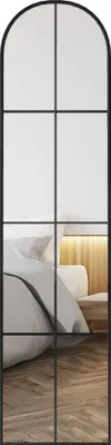 Obrázek produktu pro Celoplošné zrcadlo - Nástěnné zrcadlo - Obloukový design - Kovový rám - 40 x 160 cm - Do ložnice/chodby - Černá barva
