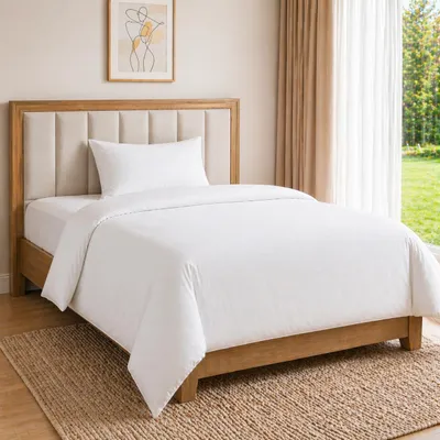 Produktbild von Weißes 400TC Bettwäsche-Set aus Baumwollsatin | 80×60 Baumwolle | 1 Bettbezug 135×200 cm + 1 Kissenbezug 80×80 cm | Einzelbett |  STANDARD 100