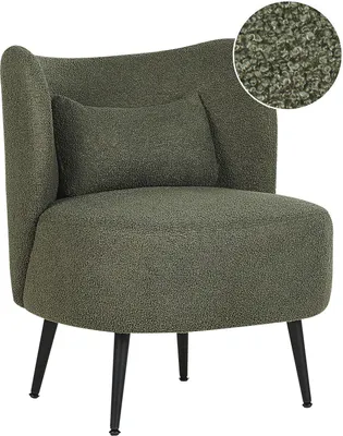 Produktbild von BELIANI Polstersessel Dunkelgrün Creme Boucle Polsterung Weich Nubby Schwarze Beine Geschwungene Rückenlehne Retro Glam Design Stil