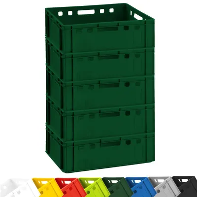 Produktbild von 5x Fleischkiste E2 Fleischerkiste Eurobox 60x40x20cm lebensmittelecht, robust, stapelbar | Lagerkisten, Stapelkisten, Metzgerkiste Germany