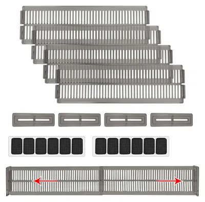 Schubladenunterteiler 4er-Set, verstellbar, 27–50 cm, transparent schwarz