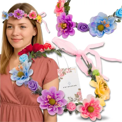 Produktbild von EDIBAZZAR | Kranz Haarband Blumen Rosen Boho Style Bunt