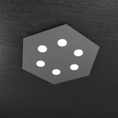 Zdjęcie produktu dla Nowoczesna Sześciokątna Lampa Sufitowa Sześciokątna Metalowa Antracytowa Szara 6 Świateł Led 12X6W