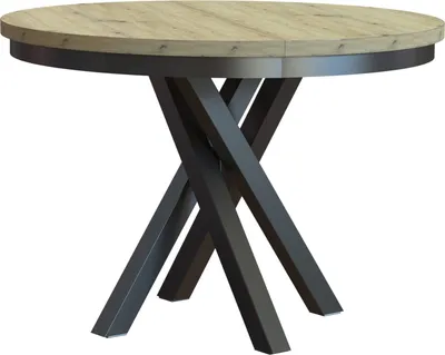 Produktbild von 4ALLHOME Esstisch Jezz Rund 100 cm, Tisch, Küchentisch, Esszimmertisch mit Metallgestellt, Holz, Natur,  Speisetisch, Artisan