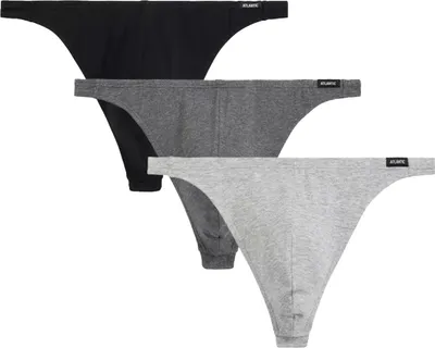 Produktbild von Atlantic Herren-Strings 3BMP-253 | 3er-Pack | Schwarz, Grau, Dunkelgrau | Baumwolle + Elasthan | y & bequem | Innengummi | S-XXL