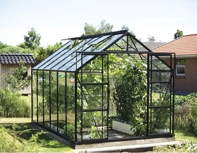 Produktbild von Gewächshaus Vitavia Uranus 9900 Einscheibensicherheitsglas 3 mm inkl. Fundament 257x383 cm schwarz