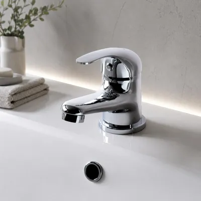 Produktbild von AM.PM Play Einhebel-Waschtischarmatur, Wasserhahn Bad Chrom für Waschbecken, Höhe 122mm, Einhandmischer Mischbatterie Badezimmer