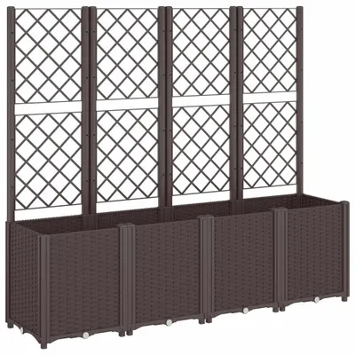 Produktbild von vidaXL Pflanzkübel mit Rankgitter Braun 160x40x140 cm PP