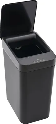 Obrázek produktu pro Automatický odpadkový koš - Senzorový odpadkový koš - Infračervené a vibrační senzory - Bezdotykový - Víko s těsněním proti zápachu - Kompaktní - ABS - Černá barva
