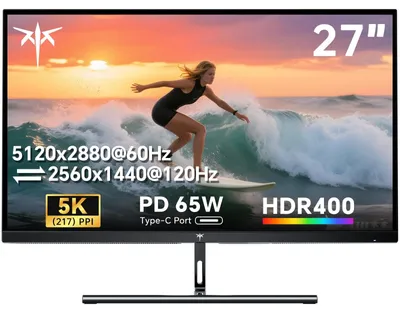 Zdjęcie produktu dla Monitor 27-calowy, rozdzielczość 5K - Monitor o rozdzielczości 5K - Monitor Ultra HD - Wyświetlacz IPS - Monitor z portem USB-C - Rozdzielczość 5120x2880