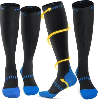 Immagine prodotto di CAMBIVO Calze Compressione Graduata Donna Uomo 2 Paia, Calze Antitrombo 20-30mmHg, Calze Elastiche a Compressione, Gambaletti Compressione, Calze Contenitive per Vene Varicose, Aereo, Sport, Corsa