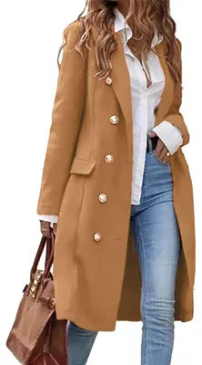 Productafbeelding van IDEALSANXUN Lange wollen damesmantel voor herfst en winter, trenchcoat