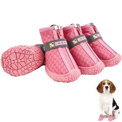 Produktbild von Hundeschuhe Wasserdichte Wanderschuhe für Hunde Hundestiefel für kleine Hunde, Welpenschuhe für heiße Gehwege im Winterschnee(Rosa,1)