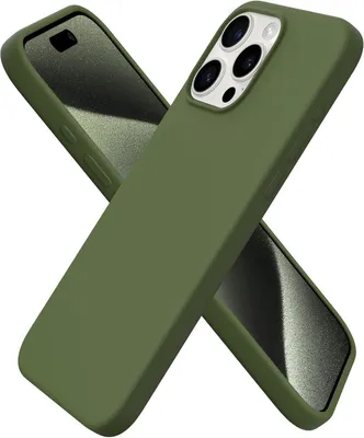 Productafbeelding van ORNARTO iPhone 15 Pro Max hoesje, siliconen, 6,7 inch, vloeibare cedergroen