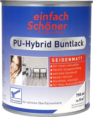 Produktbild von einfach Schöner PolyurethanHybrid Buntlack seidenmatt, 750 ml, RAL 9010 Reinweiß