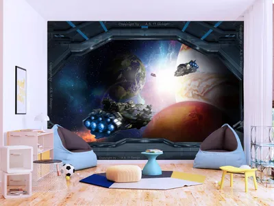 Produktbild von Vlies Fototapete Fensterblick 400x280 cm Tapeten Wandtapete XXL Kosmos Sterne Astronomie Weltraumrakete e-A-10049-a-a