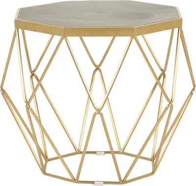 Zdjęcie produktu dla FURNLUX Stolik kawowy Glamour Beton i złoto 68 cm / Kolor główny: złoty / Wymiary: 68 x 55 x 68 cm