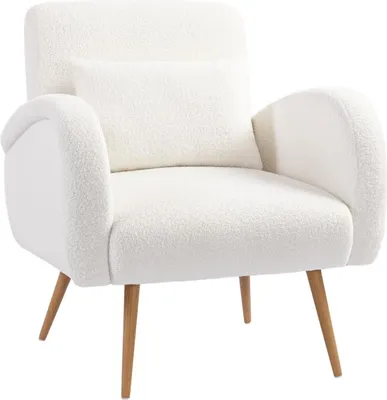Produktbild von Gepolsterter Sessel – Wohnzimmersessel – Wohnzimmer-Loungesessel – Fernsehsessel – mit Lendenwirbelstütze und Metallbeinen – Beige