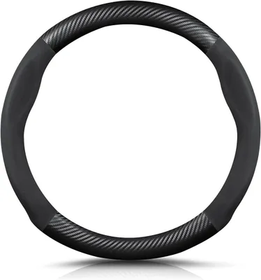 Imagen del producto de Funda para volante, 38 cm, fibra de carbono y microfibra, antideslizante, transpirable, ideal para deportes