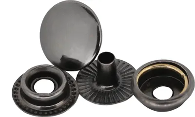 200 Stk Druckknopf Set rund Ring-Feder Verschlüsse Schnappknopf Metall 15mm anthrazit