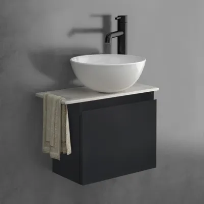 Produktbild von Alpenberger Badmöbel-Set Waschtisch mit Unterschrank & Keramikplatte 55-100 cm, Nano-Becken