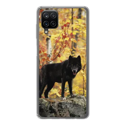 Produktbild von MuchoWow® Handyhülle Schutzhülle Hülle für Samsung Galaxy A12 Wolf - Fels - Baum Silikon Softcase Handy Hülle - Bild