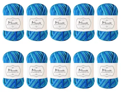 Produktbild von Häkelgarn Farbverlauf Acryl 10x50g Bunt Mehrfarbig zum Stricken Basteln