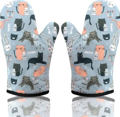 Produktbild von Ofenhandschuh Topfhandschuhe,Topflappen Handschuh Backhandschuhe Backofen Handschuhe Oven Gloves 2 Pack(Katze)