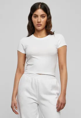 Image de Urban Classics Ladies Stretch Jersey Cropped Tee blanc - XXL
