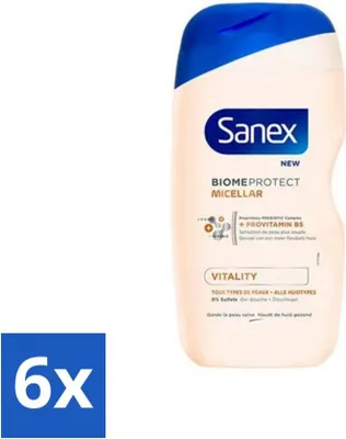 Produktbild von Sanex BiomeProtect Mizellen-Duschgel – Vitality – 0 % Sulfat – Für alle Hauttypen – 400 ml - Vorteilspack - 6 Stücke