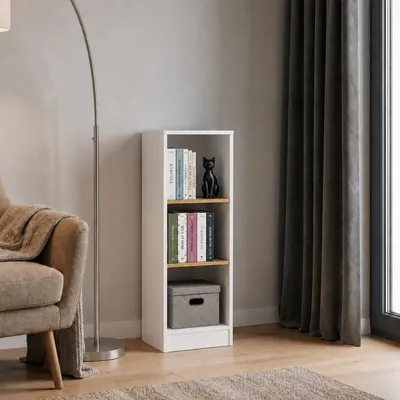 Produktbild von VCM Bücherregal für Aktenordner, Büroregal mit 3 Fächern, H. 114 x B. 38 x 30 cm, Standregal für Büro und Homeoffice - Dilos