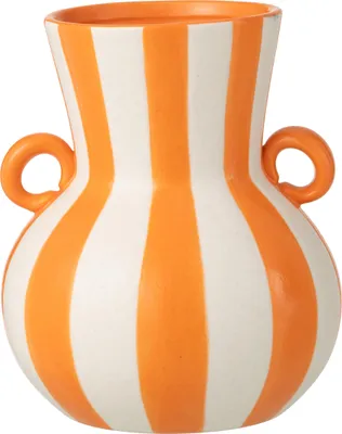 Produktbild von J-Line Vase Gestreift Keramik Orange/Weiß