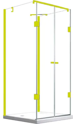 Produktbild von BuyLando Emma 80x90x80 cm H:180 cm U-Form Duschkabine Gold Beschläge