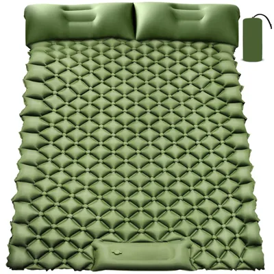 Imagen del producto de Colchoneta inflable doble para exteriores, ideal para acampar al aire libre, color verde