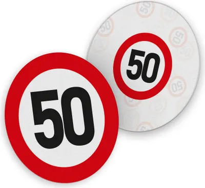 Produktbild von itenga 40x Bierdeckel Verkehrsschild 50 I Rot Weiß I Untersetzer I 10,7cm